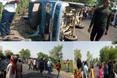 चंदौली: अनियंत्रित पिकअप बाइक को टक्कर मारकर पलटी,  दर्जनों घायल