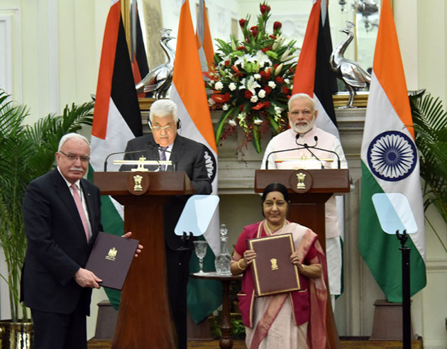 भारत को इजराइल के साथ संप्रभु फिलिस्तीन पसंद, कई समझौतों पर हस्ताक्षर 