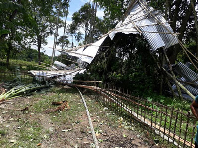 माहमारा में तुफान में व्यापक क्षति, कुल 25 घरों को नुकसान