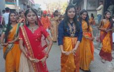 सैयदराजा (शिवानगर) में राममहोत्सव समिति ने निकाली भव्य झांकी, विहिप व बजरंगदल के कार्यकर्ता मौजूद