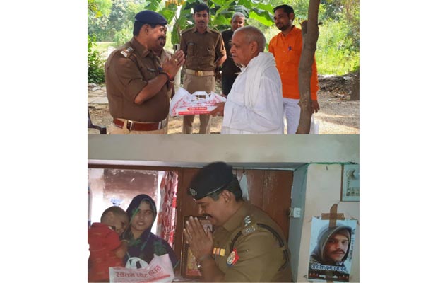 चन्दौली: शहीद चंदन रॉय व अवधेश यादव के घर पहुँचे डिप्टी एसपी त्रिपुरारी पाण्डेय