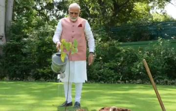 विश्व पर्यावरण दिवस पर मोदी ने पीएम आवास में लगाया सिंदूर का पौधा